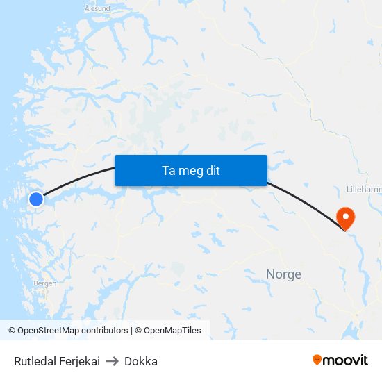 Rutledal Ferjekai to Dokka map