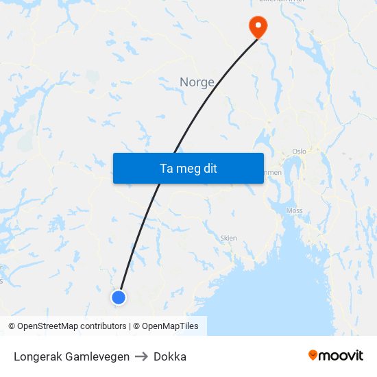 Longerak Gamlevegen to Dokka map