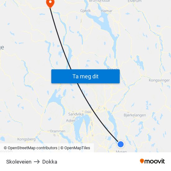 Skoleveien to Dokka map