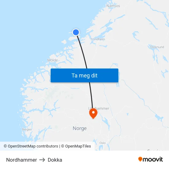 Nordhammer to Dokka map