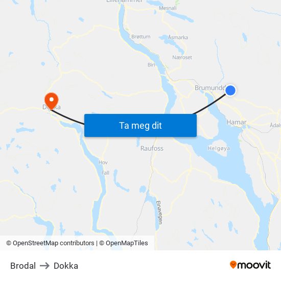 Brodal to Dokka map