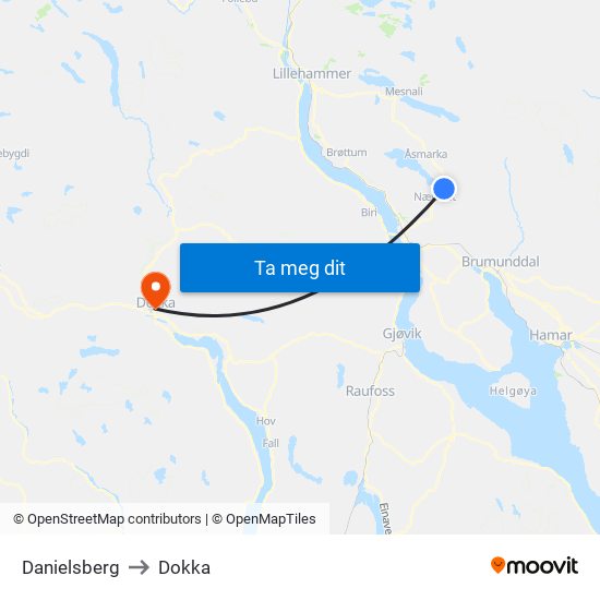 Danielsberg to Dokka map