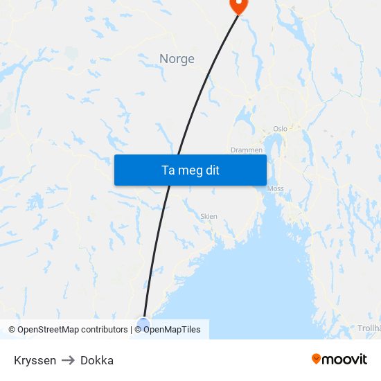 Kryssen to Dokka map
