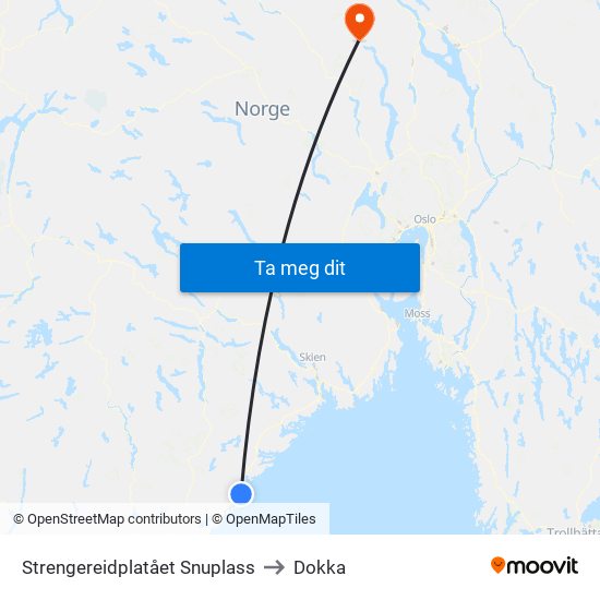 Strengereidplatået Snuplass to Dokka map