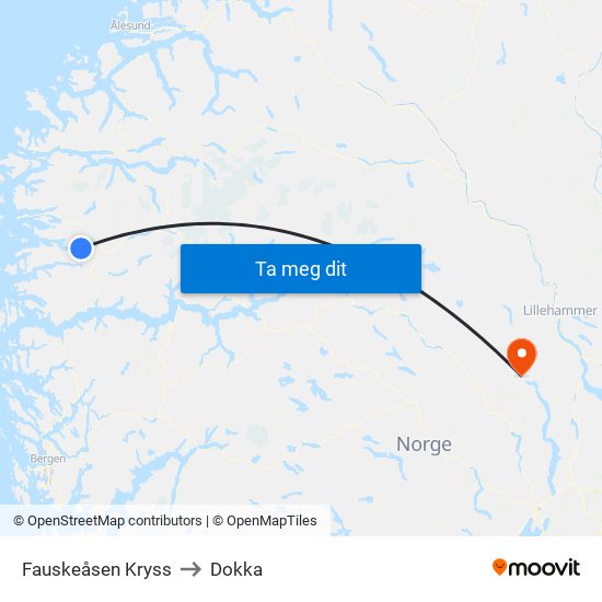 Fauskeåsen Kryss to Dokka map