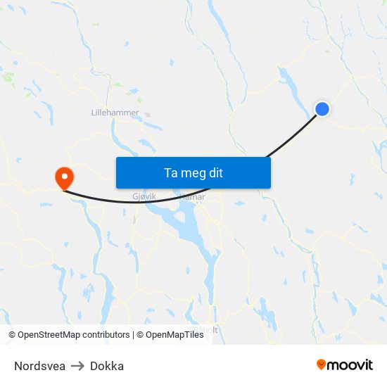 Nordsvea to Dokka map