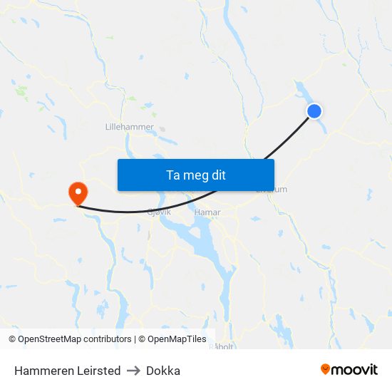 Hammeren Leirsted to Dokka map