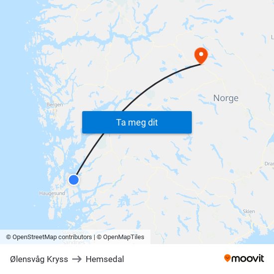 Ølensvåg Kryss to Hemsedal map