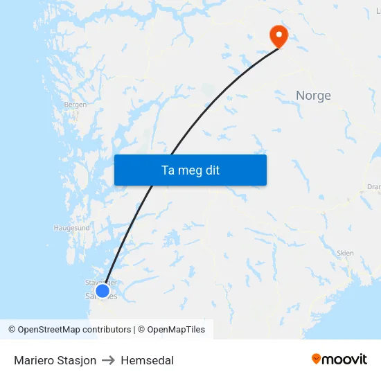 Mariero Stasjon to Hemsedal map