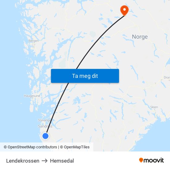 Lendekrossen to Hemsedal map