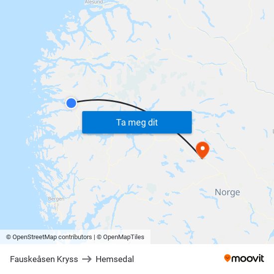 Fauskeåsen Kryss to Hemsedal map