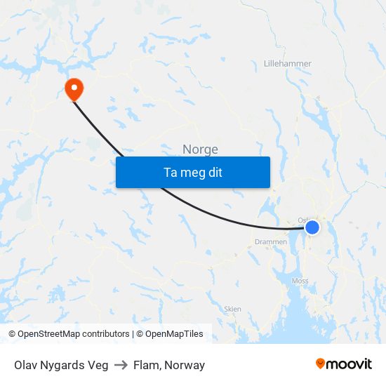 Olav Nygards Veg to Flam, Norway map