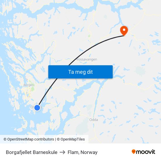 Borgafjellet Barneskule to Flam, Norway map