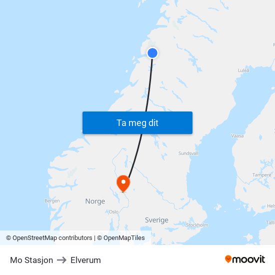 Mo Stasjon to Elverum map