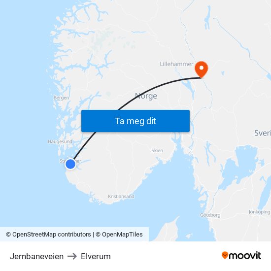 Jernbaneveien to Elverum map