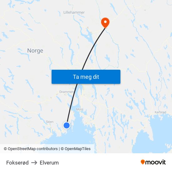 Fokserød to Elverum map