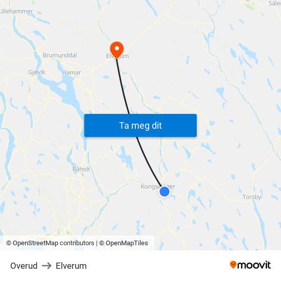 Overud to Elverum map