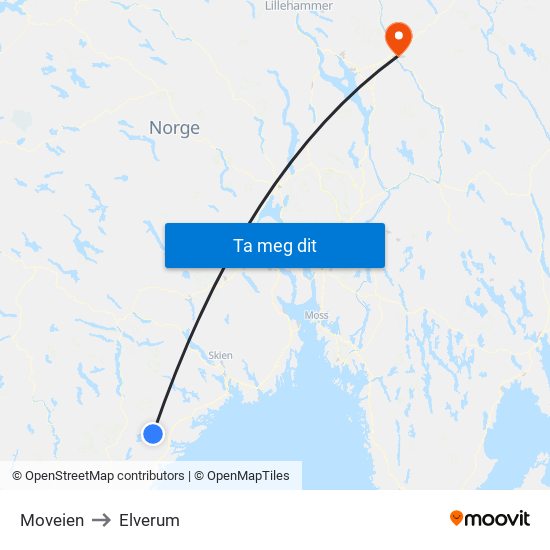 Moveien to Elverum map