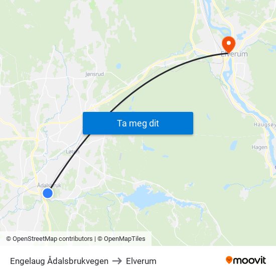 Engelaug Ådalsbrukvegen to Elverum map