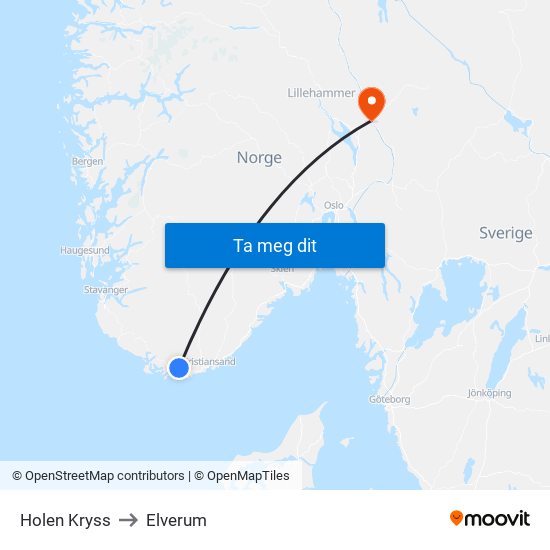 Holen Kryss to Elverum map