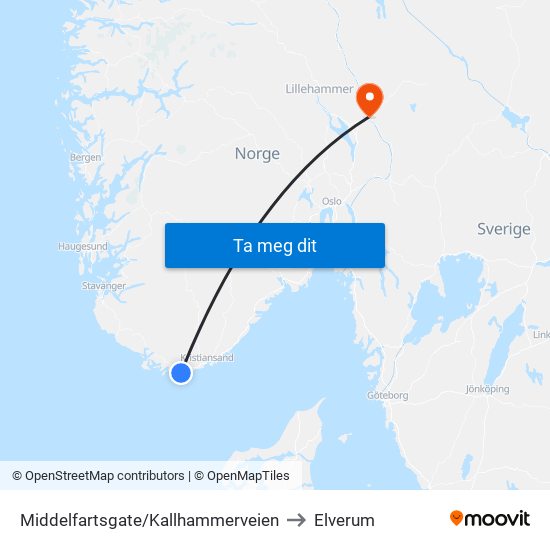 Middelfartsgate/Kallhammerveien to Elverum map