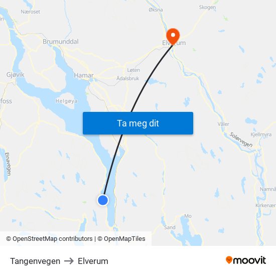 Tangenvegen to Elverum map