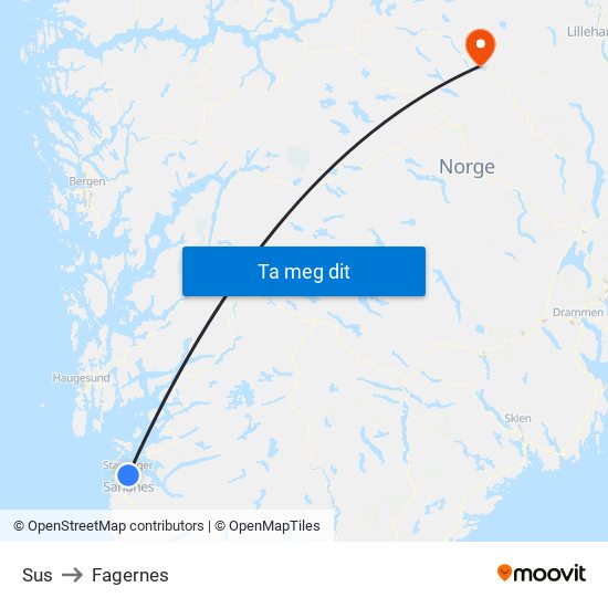 Sus to Fagernes map