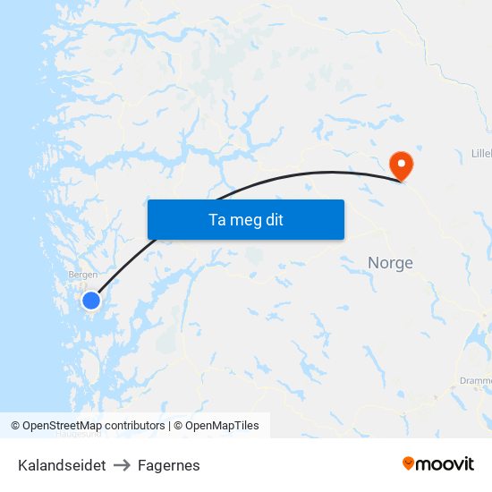 Kalandseidet to Fagernes map