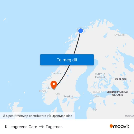 Killengreens Gate to Fagernes map