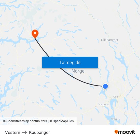 Vestern to Kaupanger map