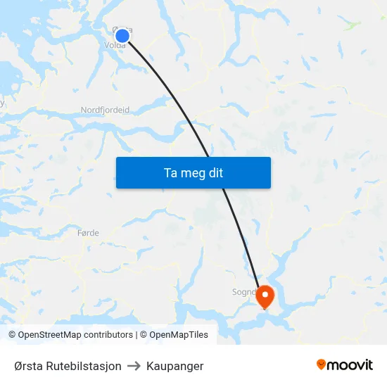 Ørsta Rutebilstasjon to Kaupanger map
