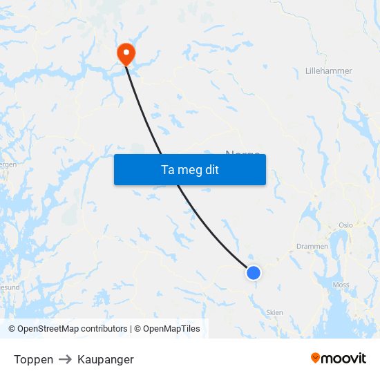 Toppen to Kaupanger map