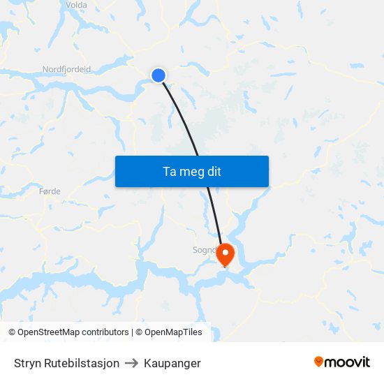 Stryn Rutebilstasjon to Kaupanger map