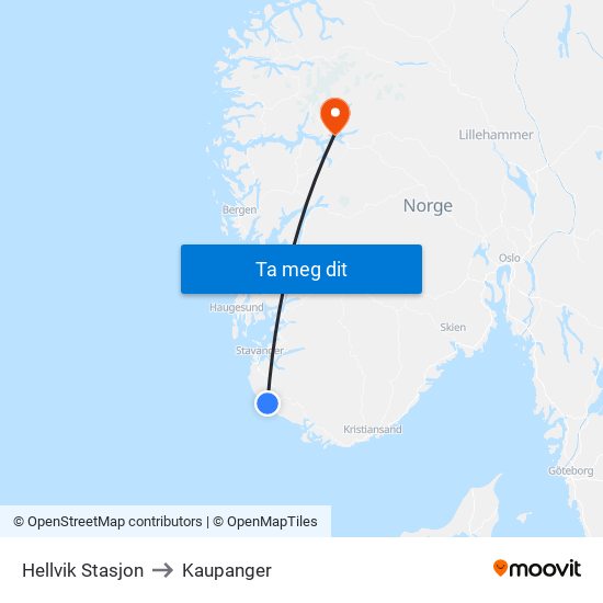 Hellvik Stasjon to Kaupanger map