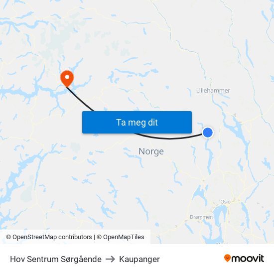 Hov Sentrum Sørgående to Kaupanger map