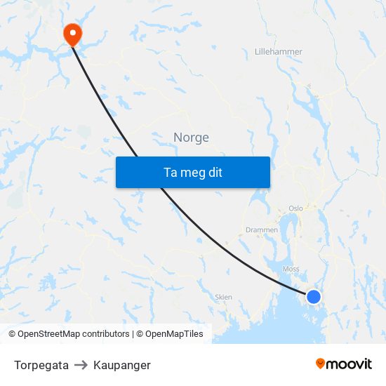 Torpegata to Kaupanger map