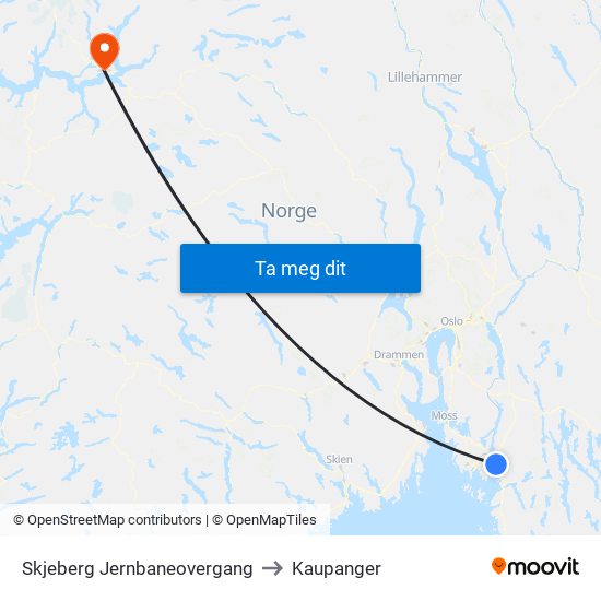 Skjeberg Jernbaneovergang to Kaupanger map
