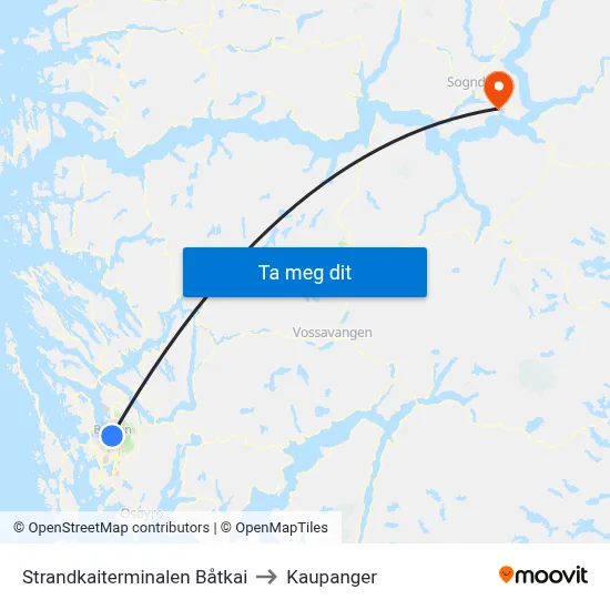 Strandkaiterminalen Båtkai to Kaupanger map