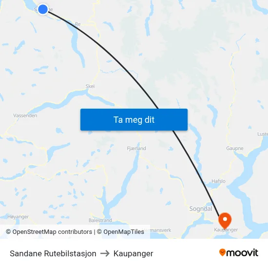 Sandane Rutebilstasjon to Kaupanger map