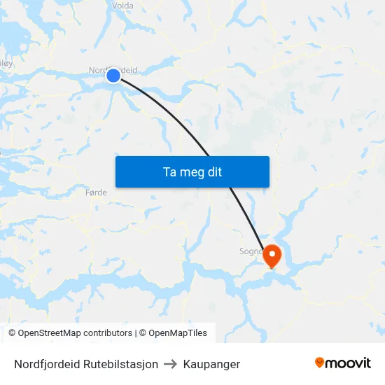 Nordfjordeid Rutebilstasjon to Kaupanger map