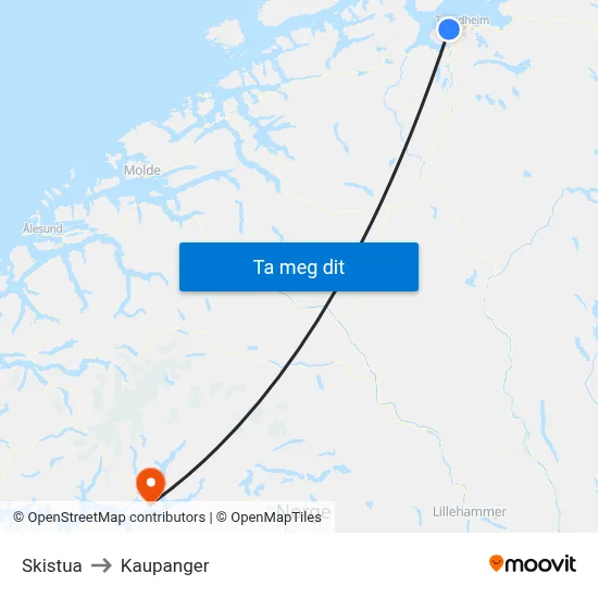 Skistua to Kaupanger map