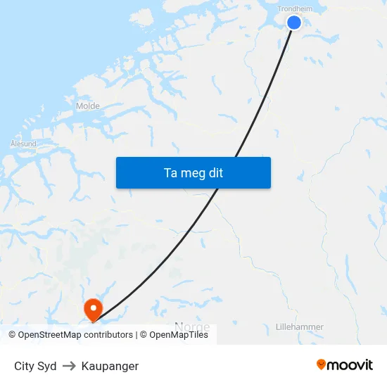 City Syd to Kaupanger map
