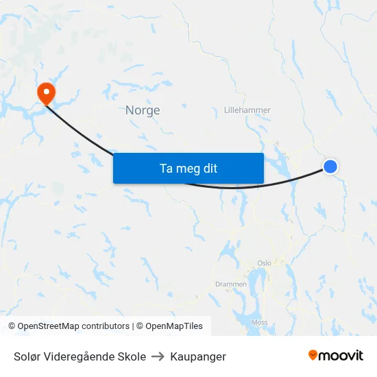 Solør Videregående Skole to Kaupanger map
