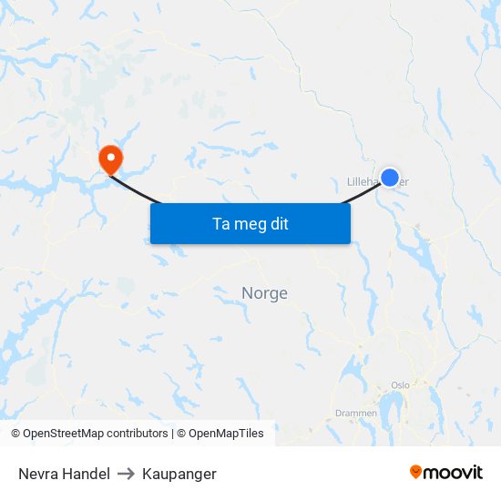 Nevra Handel to Kaupanger map