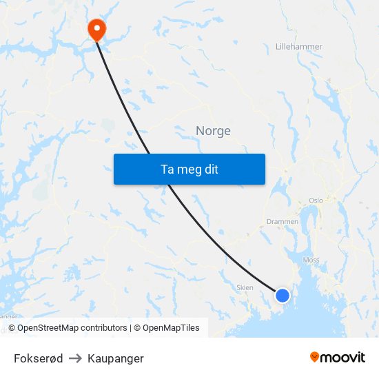 Fokserød to Kaupanger map