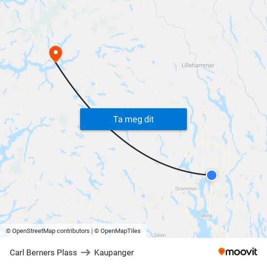 Carl Berners Plass to Kaupanger map