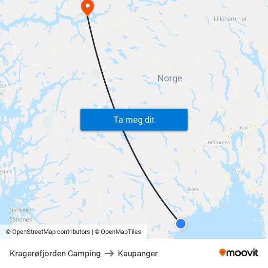 Kragerøfjorden Camping to Kaupanger map