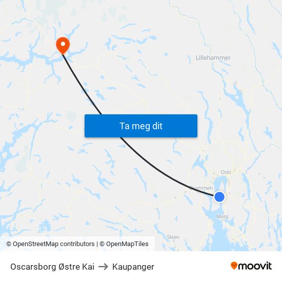Oscarsborg Østre Kai to Kaupanger map