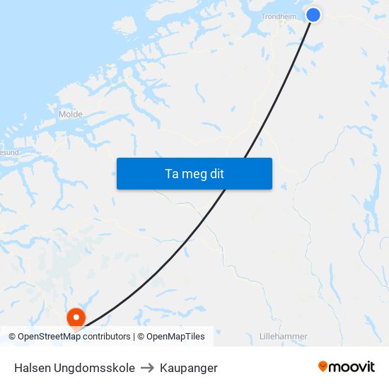 Halsen Ungdomsskole to Kaupanger map