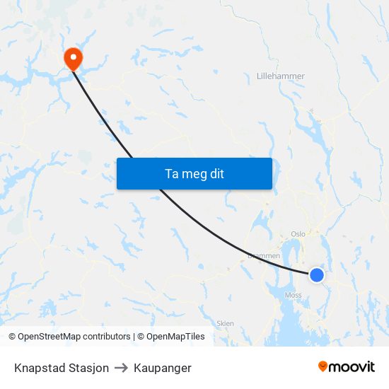 Knapstad Stasjon to Kaupanger map